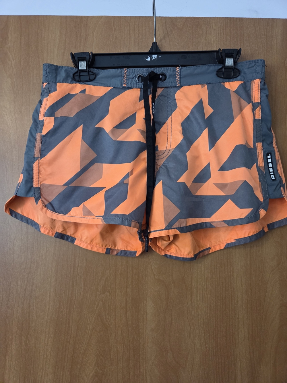 DIESEL Orange and Gray Geometric Athletic Shorts Size M Beach Swim Summer